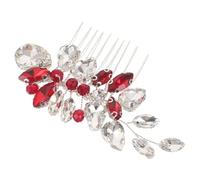 Toddmomy Vintage Wedding Hair Comb Red Rhinestone Side Clip for Bridesmaid Special Events Hair Decoration with Secure Fit