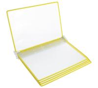 Toddmomy Wall Mounted Document Holder Wall-mounted Document Display Rack A4 5 Page Iron Pvc Yellow Easy Installation Space-saving for Magazines and Standard Operating Procedures Office