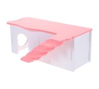 Toddmomy Wear-resistant Pvc Hamster House with Ladder for Small Pets, Pink Two-room Hideout for Sleep and Rest, Guinea Pig and Cage Decor Suitable for Year-round Use