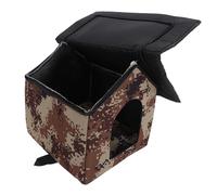 Toddmomy Weatherproof Insulated Cat House for Outdoor Cats Elevated and Cozy Shelter Easy to Install Desert Camouflage