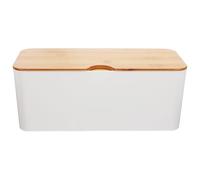 Toddmomy White Bamboo Cable Management Box Large Capacity Cord Organizer Power Cord Organizer Multi-functional Use Easy to Clean and Maintain for Office