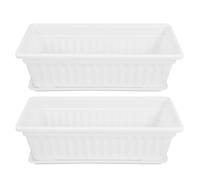 Toddmomy White Rectangular Planters 2 Pack Plastic Planting Pots for Outdoor and Indoor Gardening with Drainage Ideal for Vegetables and Flowers on Patio and Windowsills