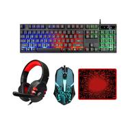 Toddmomy Wired Keyboard and Ergonomic Mouse Combo with Headset and Mouse Mat, USB 2.0 and 3.5mm Connection, Abs Material, Easy to Install, Accessories for Home Office and Gaming
