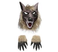Toddmomy Wolf Mask and Claw Gloves Set Halloween Cosplay Accessories Realistic Werewolf Head Costume Party Dress up Props for Adults and Kids