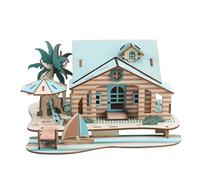 Toddmomy Wood Puzzle Educational Beach House DIY Model for Wooden Puzzle Enhancing Hand Eye Coordination and Intellectual Development for Fun Playtime Activities