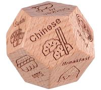 Toddmomy Wooden Food Decision Cube, Multi-sided Boxwood Game Accessory with Smooth Finish, Decorative Design, for Desk Use and Anniversaries
