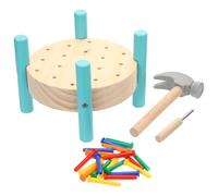 Toddmomy Wooden Hammering Toy Baby Workbench with Colorful Pegs Educational Montessori Nailing Table Hammer Toy for Toddlers Hand-Eye Coordination Activity