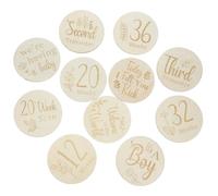 Toddmomy Wooden Pregnancy Journey Key Moment Signs Double-Sided Weekly Discs Photo Props for Mum-to-be 11 Pcs Pregnancy Weekly Cards for Growth Tracking