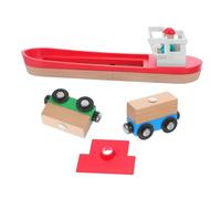 Toddmomy Wooden Train Track Ship Set Ocean Themed Expansion with Detailed Craftsmanship Creative Wooden Railway Accessory for Imaginative Play and Motor Skill Development