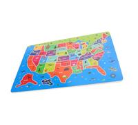 Toddmomy Wooden Usa Map Jigsaw Puzzle for Aged Educational Geography States Develops Spatial Awareness Problem Solving Skills