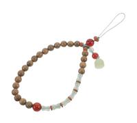 Toddmomy Woven Mobile Phone Wristband with Wood and Stone Beads, Elegant Retro Style Phone Wrist Strap Featuring Antiloss Functionality and Wear-resistant Material, for Sports and Crowded