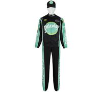 Todeeral Ricky Bobby Costume Talladega Nights Outfit Race Car Driver Jacket Pants With Hat for Adult Halloween(Z3835GN,M)