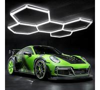 TODEHI Hexagon Garage Light 5-hex Updated Bigger Size 192W Super Bright LED Shop Lights, Linkable Car Ceiling Lights for Garage Warehouse Workshop Gym Basement Car Wash Room