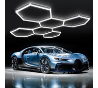 TODEHI Hexagon Garage Light 6-hex Updated Bigger Size 248W Super Bright LED Shop Lights, Linkable Car Ceiling Lights for Garage Warehouse Workshop Gym Basement Car Wash Room