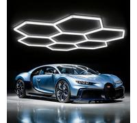 TODEHI Hexagon Garage Light 7-hex Updated Bigger Size 240W Super Bright LED Shop Lights, Linkable Car Ceiling Lights for Garage Warehouse Workshop Gym Basement Car Wash Room
