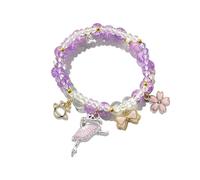 Todenb Dance Recital Bracelet for Women, Dancing Sparkle Pink Dance Bracelet Cute Ballerina Dance Beaded Bracelet Ballerina Friendship Bracelets Ballerina Jewelry Ballet Dancer Gifts