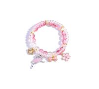 Todenb Dance Recital Bracelet for Women, Dancing Sparkle Pink Dance Bracelet Cute Ballerina Dance Beaded Bracelet Ballerina Friendship Bracelets Ballerina Jewelry Ballet Dancer Gifts