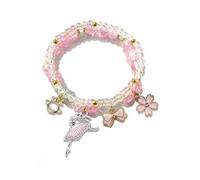 Todenb Dance Recital Bracelet for Women, Dancing Sparkle Pink Dance Bracelet Cute Ballerina Dance Beaded Bracelet Ballerina Friendship Bracelets Ballerina Jewelry Ballet Dancer Gifts