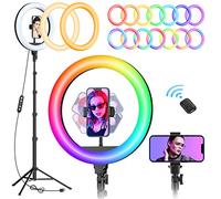 TODI 12" RGB Ring Light with 63" Tripod Stand, 3 CCT Mode and 39 Color Mode Selfie RingLight with Stand, 2-in-1 LED Ring Light with Selfie Remote, for Makeup, Live Stream