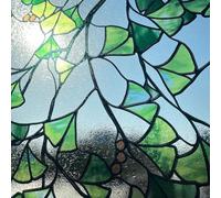 Todikaper Static Cling Window Film with Green Plants Design for Use on Flat Glass Including, Doors and Partitions (30X100CM)