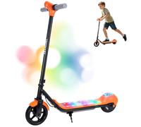TODIMART Kids Electric Scooter, 10km Range, 6.5" Ultra Light Electric Scooter for Kids Age 8-12 with Colourful Ambient Lighting, Electronic Brake, 3 Speed Mode, Max Speed 16KM/H - Orange