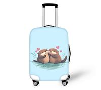 TODIYADDU Luggage Cover for Women 18/24/28/32 Inch Suitcase Spandex Protective Cover, Love Sea Otter, S (for 18-21 inch luggage)