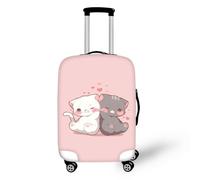 TODIYADDU Luggage Cover for Women 18/24/28/32 Inch Suitcase Spandex Protective Cover, Pink Lean on Cats, M (for 22-24 inch luggage)