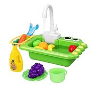 todler Sink Playset - Automatic Water Flows Basin, Cute Dish Rack Utensils, Bright Toy Kitchen Pieces | Kids Role Play Set with Floating Pool Items for Imaginative Girls Age Three Educational Fun