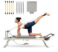 TODO 77.6" Pilates Reformer Machine, Foldable Pilates Equipment for Home-Yoga Exercise, Pilates Board up to 400 lbs Capacity, with Jump Board and Dual Resistance, 4 Springs and 5 Cords