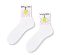 TODO Colours Funny Socks with Motif - Multicoloured, Colourful, Crazy for the Joy of Life, M - White Matcha Socks, 36-41