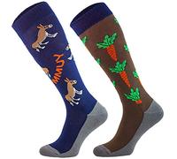 TODO Comodo Riding Socks Colourful with Motif STJBW Cotton Riding Socks Rider Knee Socks for Women Girls Children - STJBW 18 Donkey Carrots, size: 39-42