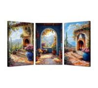 TODOAA 3 Piece Plant Wall Art Prints Tropical Flowers Landscape Minimalist Decor Bohemian Artwork Canvas, Boho Wall Decor for Living Room Bathroom Office(green)-50x70cmx3 Framed