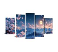 TODOAA 5 Piece Tree of Life Canvas Print Wall Art Painting Nature Mountain Flowers Trees Poster Decor for Living Room -Bathroom Bedroom Home Kitchen Decoration Artwork(pink)-50x100cm Framed