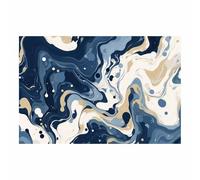TODOAA Abstract Canvas Wall Art Colorful Fluid Mural Black and White Large Prints Picture Poster for Living Room Bedroom Bathroom Wall Decor, Modern Artwork(Blue)-40x60cm Unframed