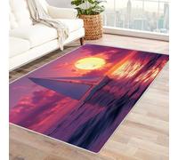 TODOAA Abstract Rug - Area Rugs Living Room Beautiful Sea View At Night Dining Room, Lounge, Kitchen, Bedroom - Modern Style Large Carpet, Soft Easy Care Medium Pile(purple)-210x300cm