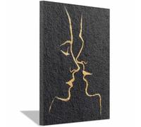 TODOAA Abstract Wall Art Black and White Paintings Golden Line Man Woman Canvas decoration for Bathroom - Artwork Decor for Living Room Bedroom Kitchen(black)-40x60cm Framed