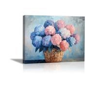 TODOAA Abstract Wall Art Home Decor Beautiful Flowers In Vase Vintage Botanical Prints, Rustic Farmhouse Wall Decor, Pictures for Living Room Bedroom(Blue)-20x30cm Framed