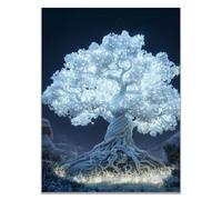 TODOAA Canvas Wall Art Tree Painting Modern Wall Decoration White Flowering Tree Minimalist Artwork for Living Room Bedroom Home Office Decoration(White 8)-40x60cm Unframed