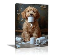 TODOAA Canvas Wall Art Wildlife lion Picture Fun Bathroom Animals Paintings Canvas- Farmhouse Art Prints- Animal Nursery Wall Prints Poster for Living room(white)-30x40cm Framed