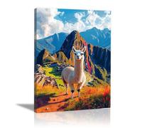 TODOAA Canvas Wall Art Wildlife lion Picture Mountain Natural Animals Paintings Canvas- Farmhouse Art Prints- Animal Nursery Wall Prints Poster for Living room(Beige)-60x90cm Framed