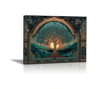 TODOAA Forest Landscape Abstract Canvas Wall Art Natural Tree Artwork Modern for Living Room Colorful of Oil Paintings Landscape Canvas Prints Tree Artwork(Green 88)-60x90cm Framed