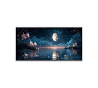 TODOAA Forest Landscape Canvas Abstract Wall Art Night Moon Tree Artwork Home Paintings & Prints Artwork- Winter Modern Decorations for Bedroom Office Kitchen(Pink 7)-20x40cm Unframed