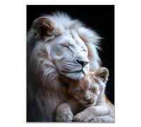 TODOAA Funny Animal Wall Art Print Poster White Lion Artwork Canvas Posters & Prints Artwork Abstract Wall Pictures for Kitchen Office Home Decoration(white)-60x90cm Unframed