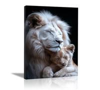 TODOAA Funny Animal Wall Art Print Poster White Lion Artwork Canvas Posters & Prints Artwork Abstract Wall Pictures for Kitchen Office Home Decoration(white)-40x60cm Framed