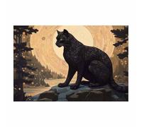 TODOAA Funny Bathroom Wall Art Natural Forest Leopard Vintage animal Artwork Prints, Abstract Styles Wall Decor for Living Room, Bedroom, Kids room Decor(Black)-60x90cm Unframed