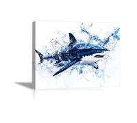 TODOAA Funny Bathroom Wall Decor Abstract Marine Animals Modern Abstract Posters for Room Aesthetic Poster Canvas Prints Toilet Picture Artwork Home Decor(Blue)-20x30cm Framed