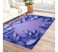 TODOAA Machine Washable Rug Purple Leaf Carpet Pattern Living Room Large Vintage Area Rugs, for Bedroom Soft Short Pile Non Slip Carpet Oriental Kitchen Dining Outdoor(Purple 70)-60x90cm