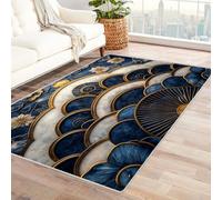 TODOAA Modern Abstract Area Rugs Modern Geometric Flowers Washable Living Room Rug Non-slip Soft Carpet Short Pile, for Bedroom Home Office Dining Room Kitchen(blue)-150x240cm
