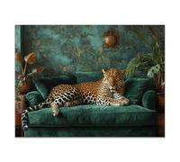 TODOAA Modern Canvas Wall Art Prints Artwork, Vintage Bathroom Leopard Canvas Posters Prints -Abstract Animals leopard -for Living Room Bedroom Bar Home Decor - 80x120cm Unframed(brown)