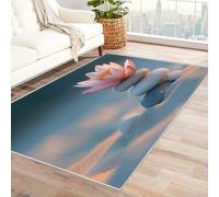 TODOAA Modern Living Room Luxury Rug Beach Stone Flowers Vintage Boho Area Rugs Non-Slip Backing Resistant Soft for Bedroom, girl Room, Bedroom, Kitchen, Hallway(pink)-210x300cm